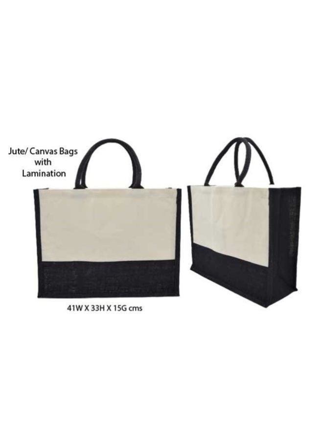 Fatio Set of 10 Jute Bags with Cream Canvas – Eco-Friendly Reusable Tote Bags - Image 3